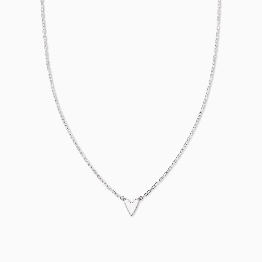 Necklaces Uncommon James | Mini White Heart Necklace