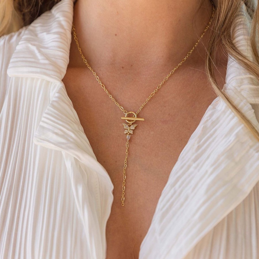 Necklaces Uncommon James | Butterfly Lariat Necklace