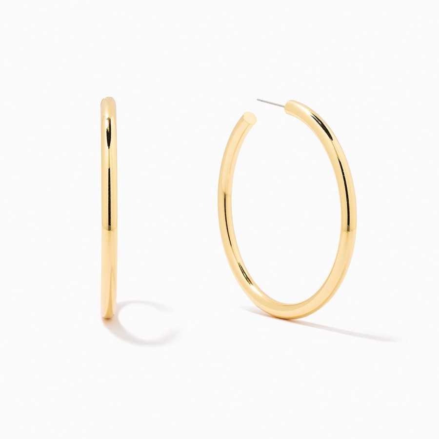 Earrings Uncommon James | Classic Thick Gold Hoops Large