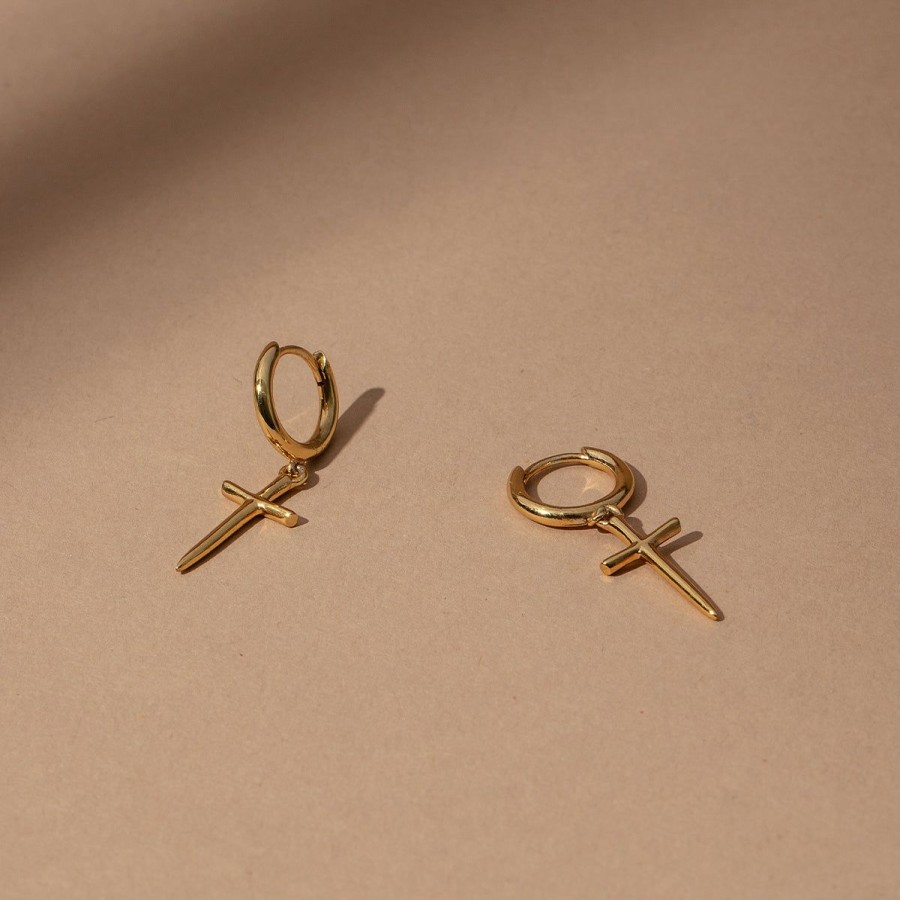 Earrings Uncommon James | Cross Vermeil Huggies