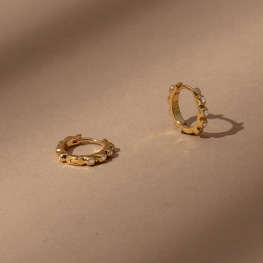 Earrings Uncommon James | Diamond Pave Vermeil Huggies