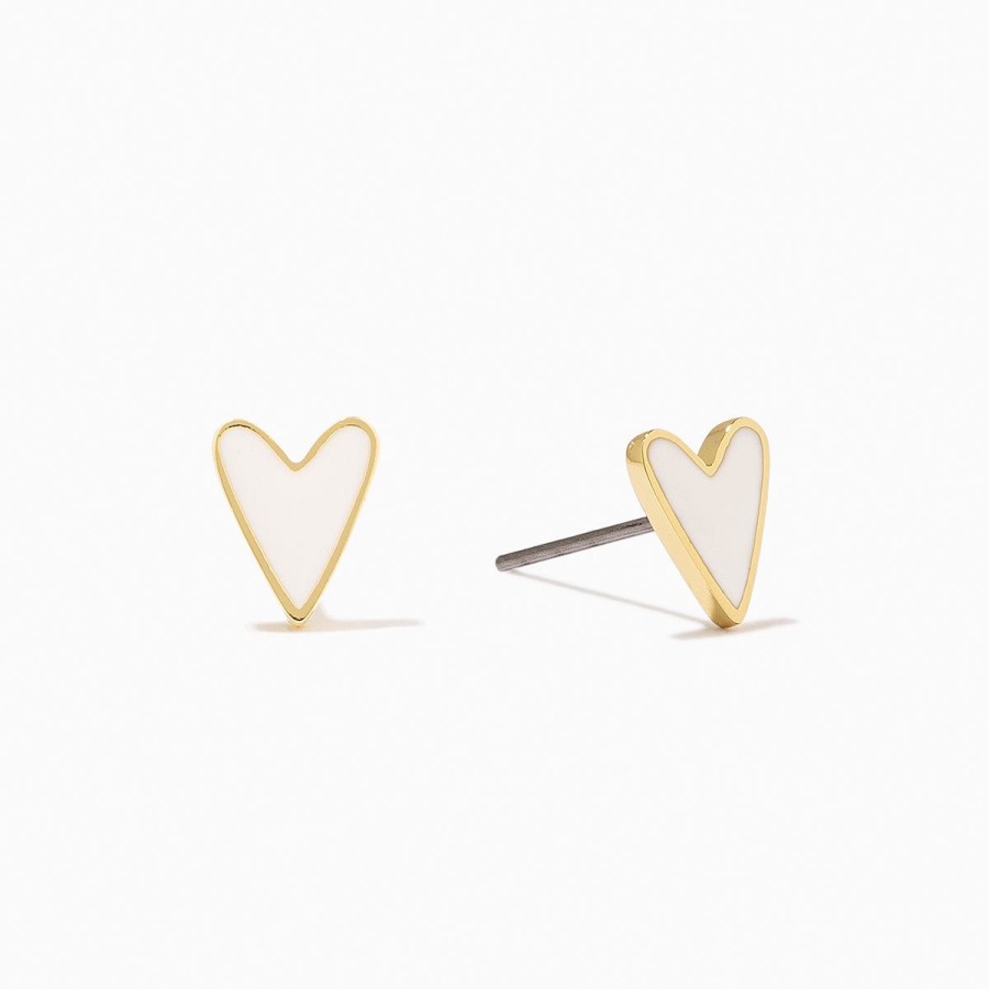 Earrings Uncommon James | White Heart Studs